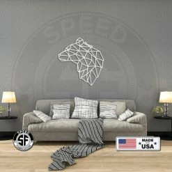 Speed Fabrication Geometric Art Bear Minimalist Wall Decor Animal Metal Signs