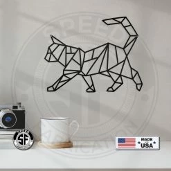 Speed Fabrication Animal Metal Signs Geometric Art Cat Minimalist Wall Decor