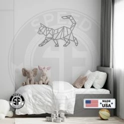 Speed Fabrication Animal Metal Signs Geometric Art Cat Minimalist Wall Decor