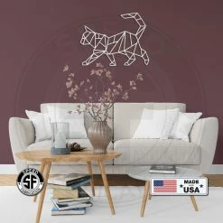 Speed Fabrication Animal Metal Signs Geometric Art Cat Minimalist Wall Decor