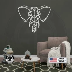 Speed Fabrication Geometric Art Elephant Minimalist Wall Decor Animal Metal Signs