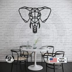 Speed Fabrication Geometric Art Elephant Minimalist Wall Decor Animal Metal Signs