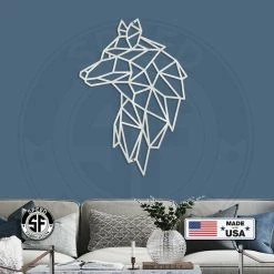 Speed Fabrication Geometric Art Wolf Minimalist Wall Decor Animal Metal Signs