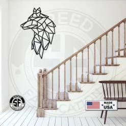 Speed Fabrication Geometric Art Wolf Minimalist Wall Decor Animal Metal Signs