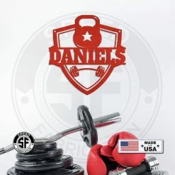 Speed Fabrication Fitness/Gym Metal Signs Personalized Family Name Home Gym Kettlebell And Barbell Metal Sign