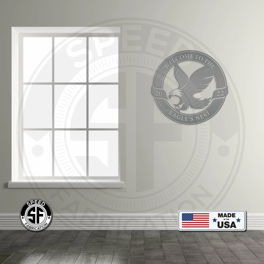 Speed Fabrication Outdoor Patio/Lawn Metal Signs Personalized Eagle Welcome And Date Metal Sign