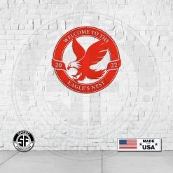 Speed Fabrication Outdoor Patio/Lawn Metal Signs Personalized Eagle Welcome And Date Metal Sign