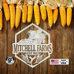 Speed Fabrication Farm Metal Signs Personalized Corn And Combine With Established Date Metal Sign