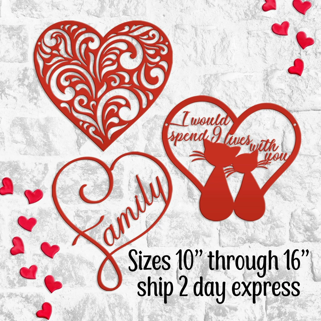 Speed Fabrication Assorted Red Valentine Hearts / Valentine Gift Metal Signs Heart/Love Metal Signs