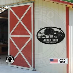 Speed Fabrication Personalized Tractor And Wagon Farm Scene With Established Date Metal Sign