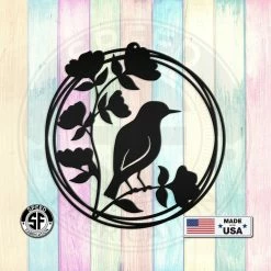 Speed Fabrication Round Decorative Flower Garden With Bird Metal Sign Animal Metal Signs