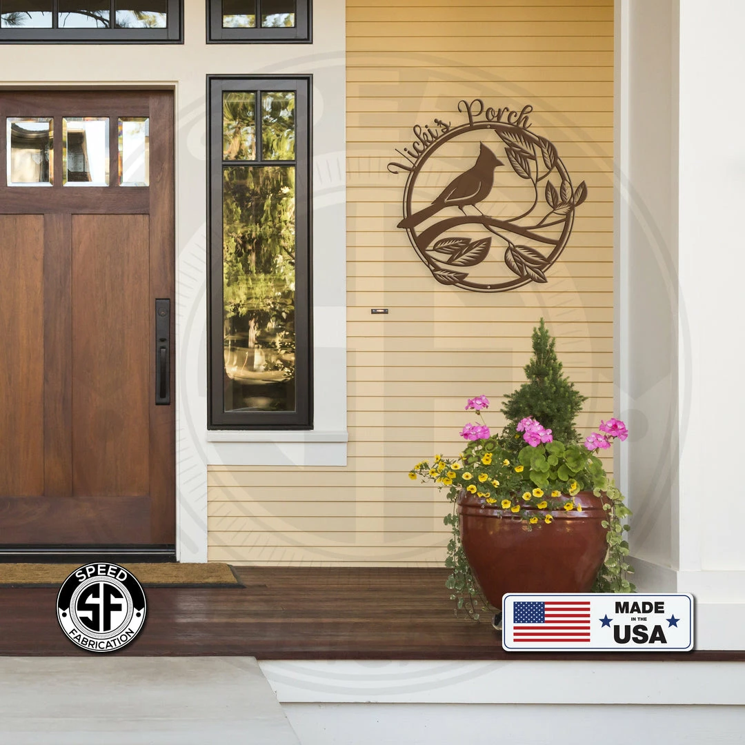 Speed Fabrication Animal Metal Signs Personalized Cardinal Porch- Customized Metal Cardinal Sign