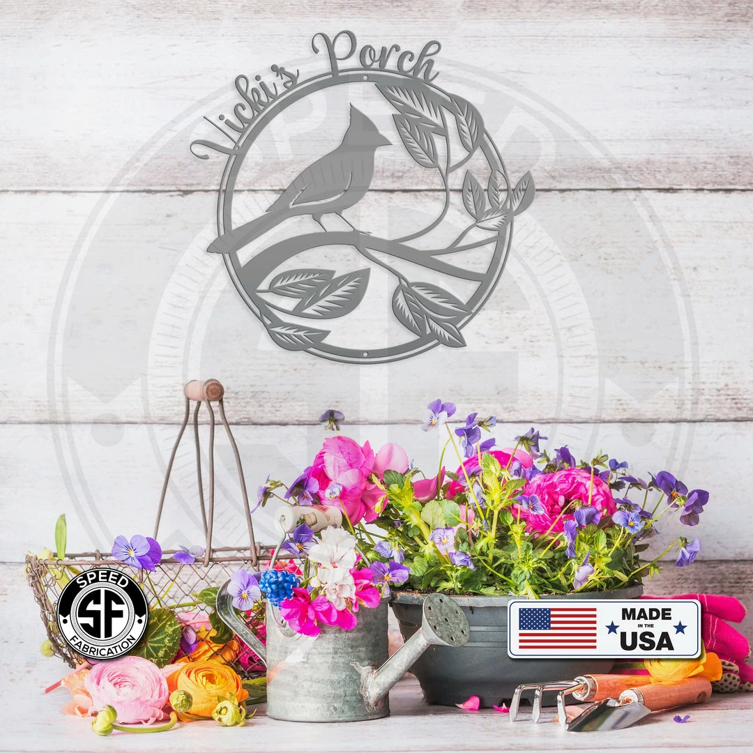 Speed Fabrication Animal Metal Signs Personalized Cardinal Porch- Customized Metal Cardinal Sign