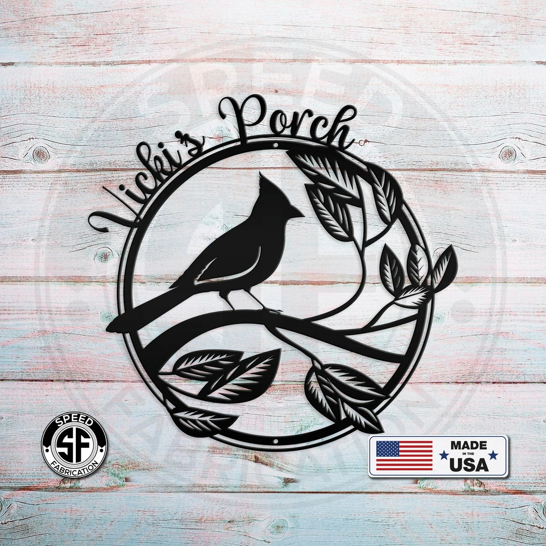 Speed Fabrication Animal Metal Signs Personalized Cardinal Porch- Customized Metal Cardinal Sign