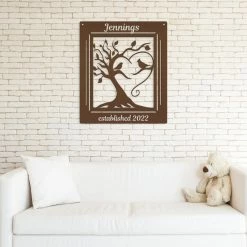 Speed Fabrication Animal Metal Signs Personalized Decorative Tree With Birds And Established Date Metal Sign