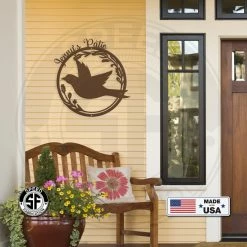 Speed Fabrication Animal Metal Signs Personalized Patio/Porch/Garden Flying Bird In Flower Frame Metal Sign