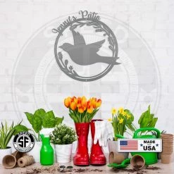 Speed Fabrication Animal Metal Signs Personalized Patio/Porch/Garden Flying Bird In Flower Frame Metal Sign