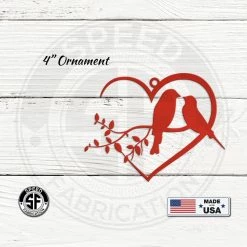 Speed Fabrication Animal Metal Signs Love Birds On Tree Branch - Heart Frame Metal Sign - Indoor Outdoor -Garden Sign