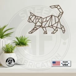 Speed Fabrication Animal Metal Signs Geometric Art Cat Minimalist Wall Decor