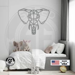 Speed Fabrication Geometric Art Elephant Minimalist Wall Decor Animal Metal Signs