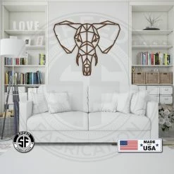 Speed Fabrication Geometric Art Elephant Minimalist Wall Decor Animal Metal Signs