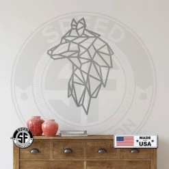 Speed Fabrication Geometric Art Wolf Minimalist Wall Decor Animal Metal Signs