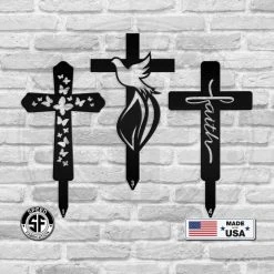 Speed Fabrication Assorted Christian Cross Metal Yard Stakes-Outdoor Cross-Garden Stake