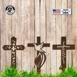Speed Fabrication Assorted Christian Cross Metal Yard Stakes-Outdoor Cross-Garden Stake