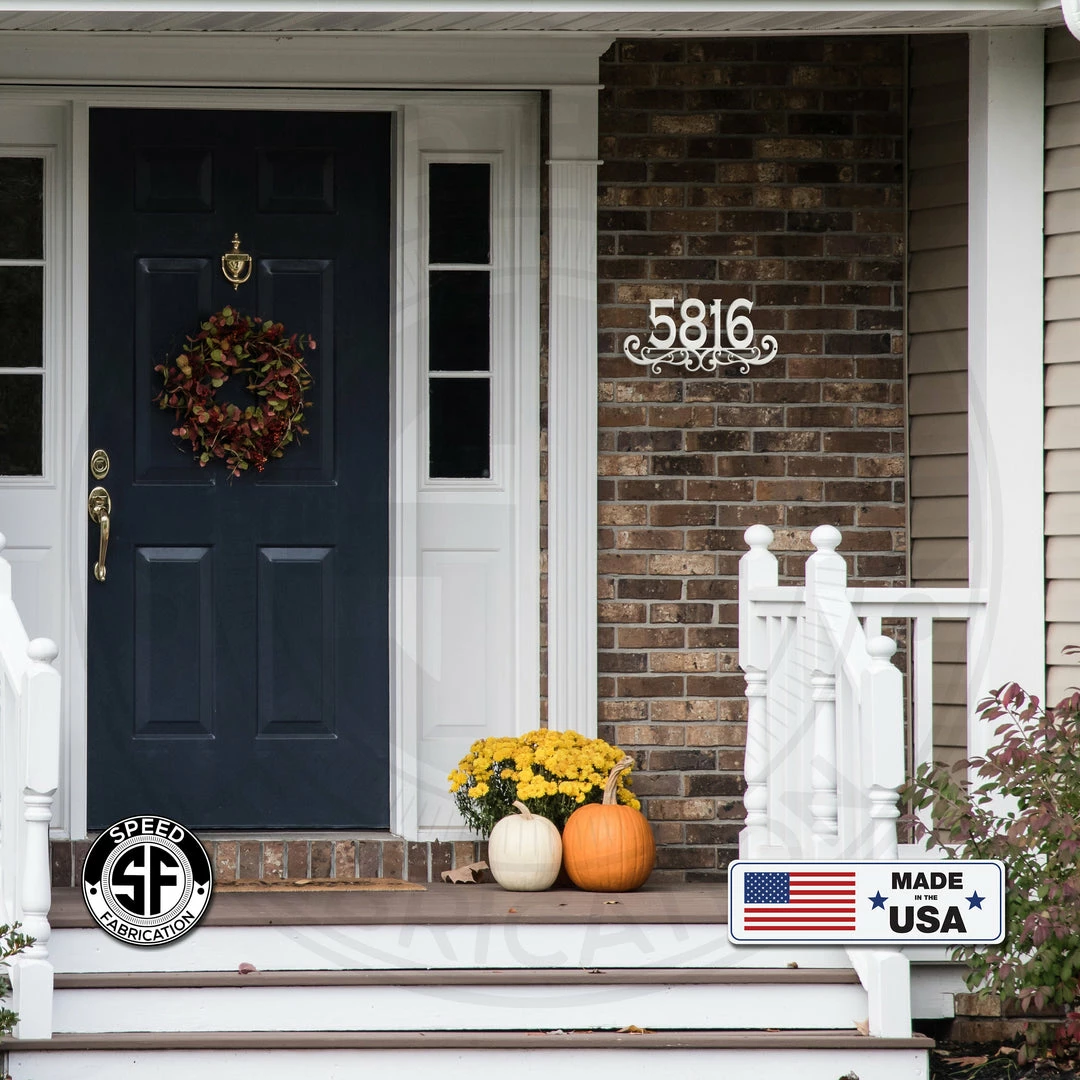 Speed Fabrication Personalized Scroll House Numbers Metal Sign