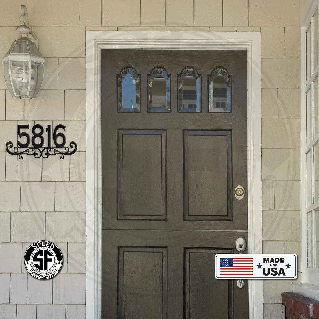 Speed Fabrication Personalized Scroll House Numbers Metal Sign