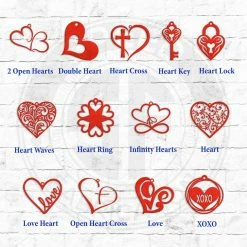 Speed Fabrication Assorted Metal Valentine Hearts Rear View Mirror Metal Ornaments