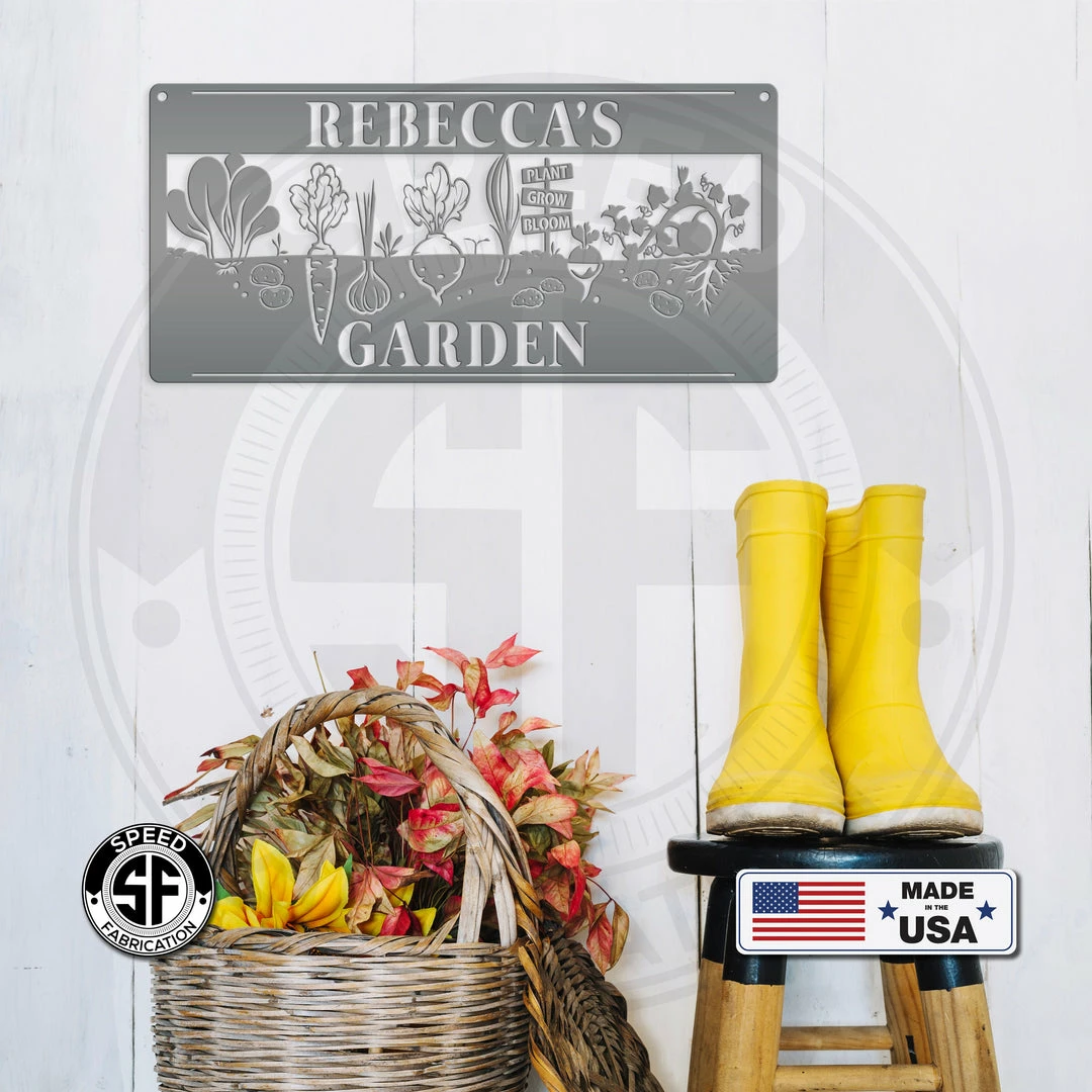 Speed Fabrication Outdoor/Lawn/Garden Personalized Vegetable Garden Metal Sign