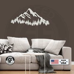 Speed Fabrication Mountain Range With Evergreen Trees Home Decor Metal Sign Hunting & Fishing Metal Signs
