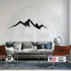 Speed Fabrication Mountain Range Minimalist Home Decor Metal Sign