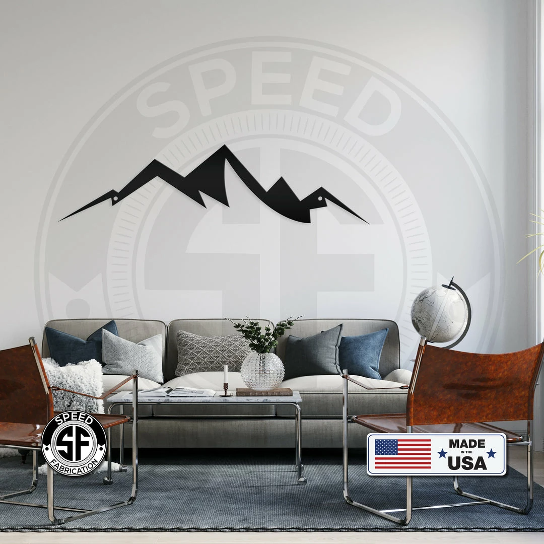Speed Fabrication Mountain Range Minimalist Home Decor Metal Sign