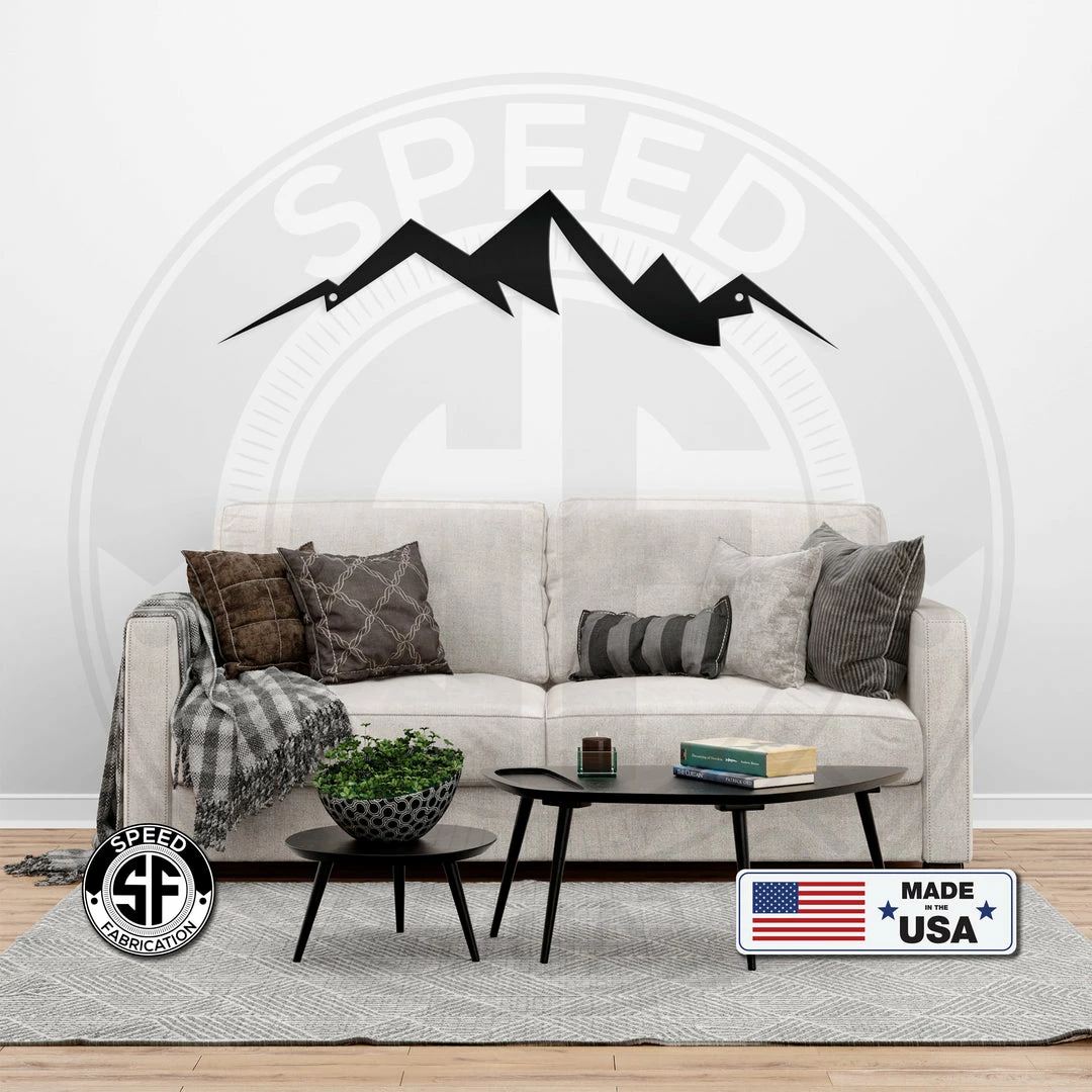 Speed Fabrication Mountain Range Minimalist Home Decor Metal Sign