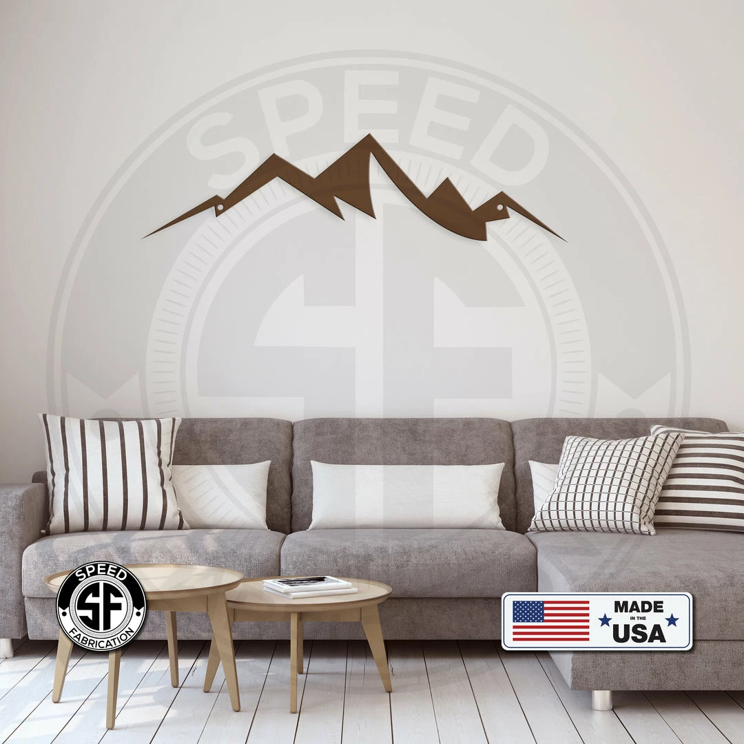 Speed Fabrication Mountain Range Minimalist Home Decor Metal Sign