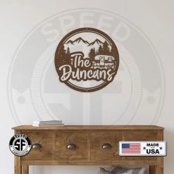 Speed Fabrication Personalized Mountain Camper Metal Sign