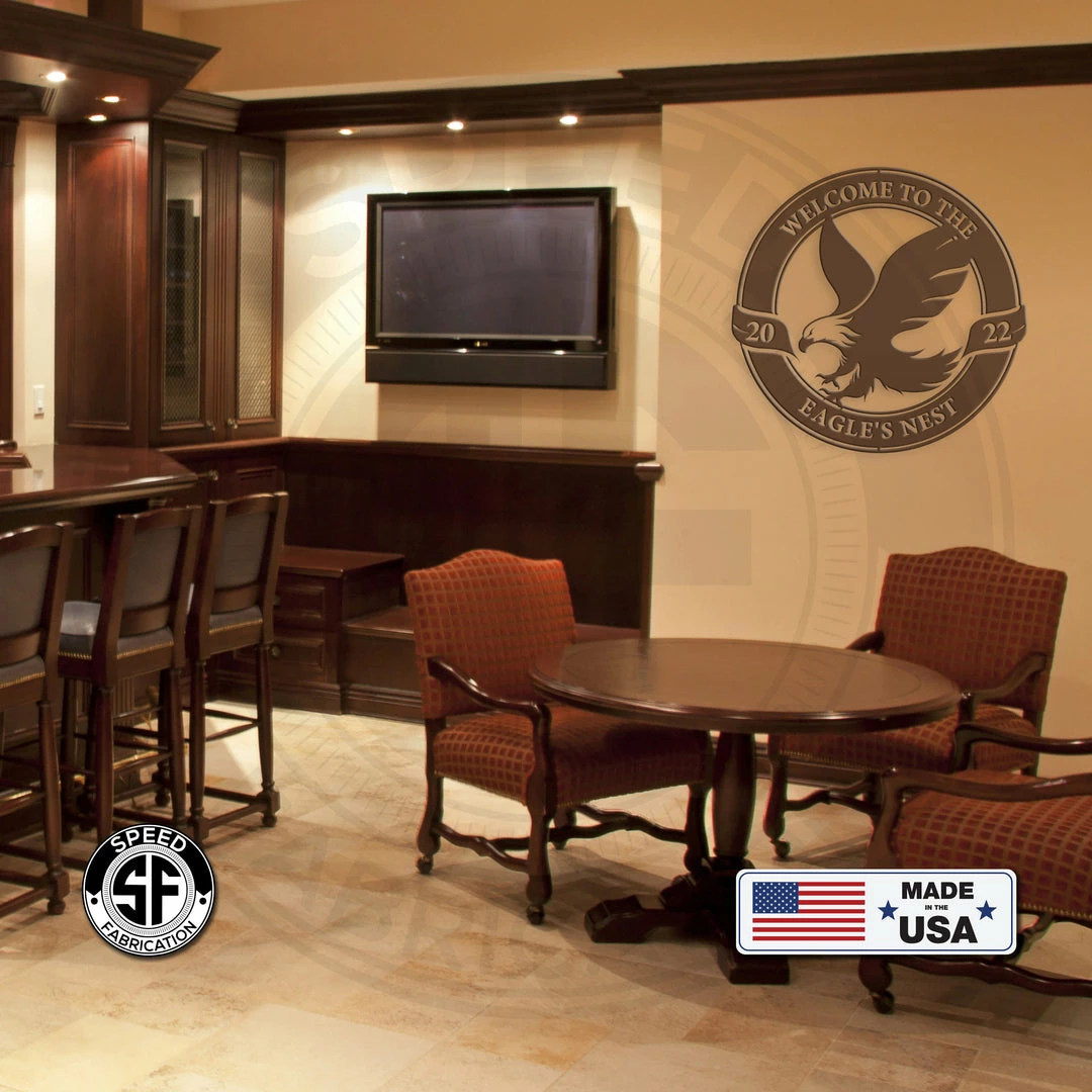 Speed Fabrication Outdoor Patio/Lawn Metal Signs Personalized Eagle Welcome And Date Metal Sign