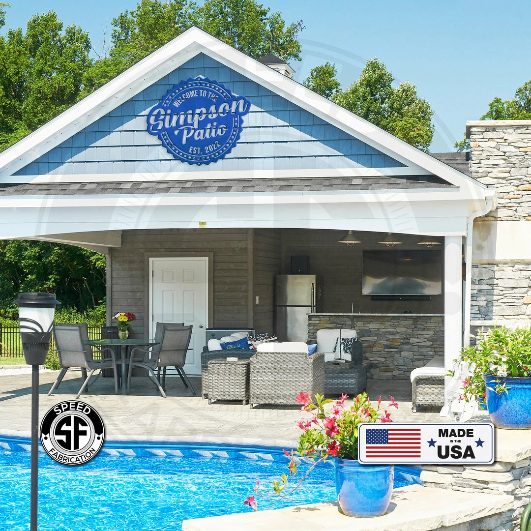 Speed Fabrication Outdoor Patio/Lawn Metal Signs Custom Family Patio Sign