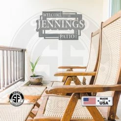 Speed Fabrication Outdoor Patio/Lawn Metal Signs Personalized Square Geometric Patio Welcome Metal Sign