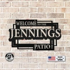 Speed Fabrication Outdoor Patio/Lawn Metal Signs Personalized Square Geometric Patio Welcome Metal Sign