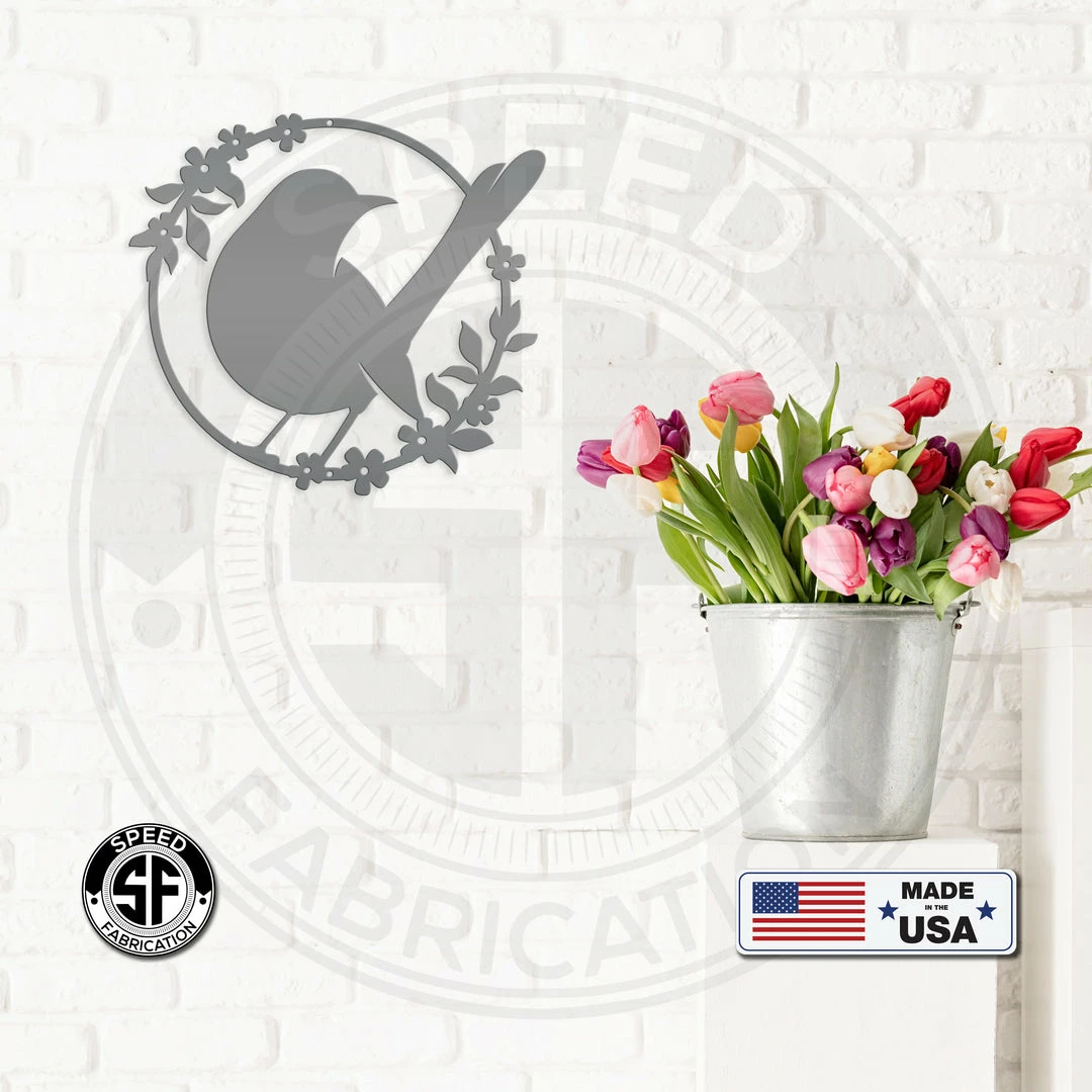 Speed Fabrication Round Flower Garden Bird Metal Sign Animal Metal Signs