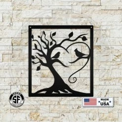 Speed Fabrication Decorative Tree With Birds Square Metal Sign Animal Metal Signs