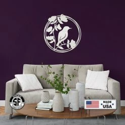 Speed Fabrication Round Decorative Flower Garden With Bird Metal Sign Animal Metal Signs