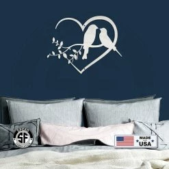 Speed Fabrication Animal Metal Signs Love Birds On Tree Branch - Heart Frame Metal Sign - Indoor Outdoor -Garden Sign