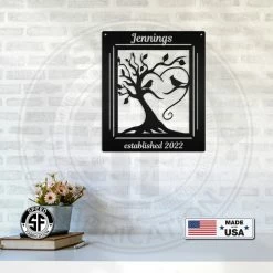 Speed Fabrication Animal Metal Signs Personalized Decorative Tree With Birds And Established Date Metal Sign