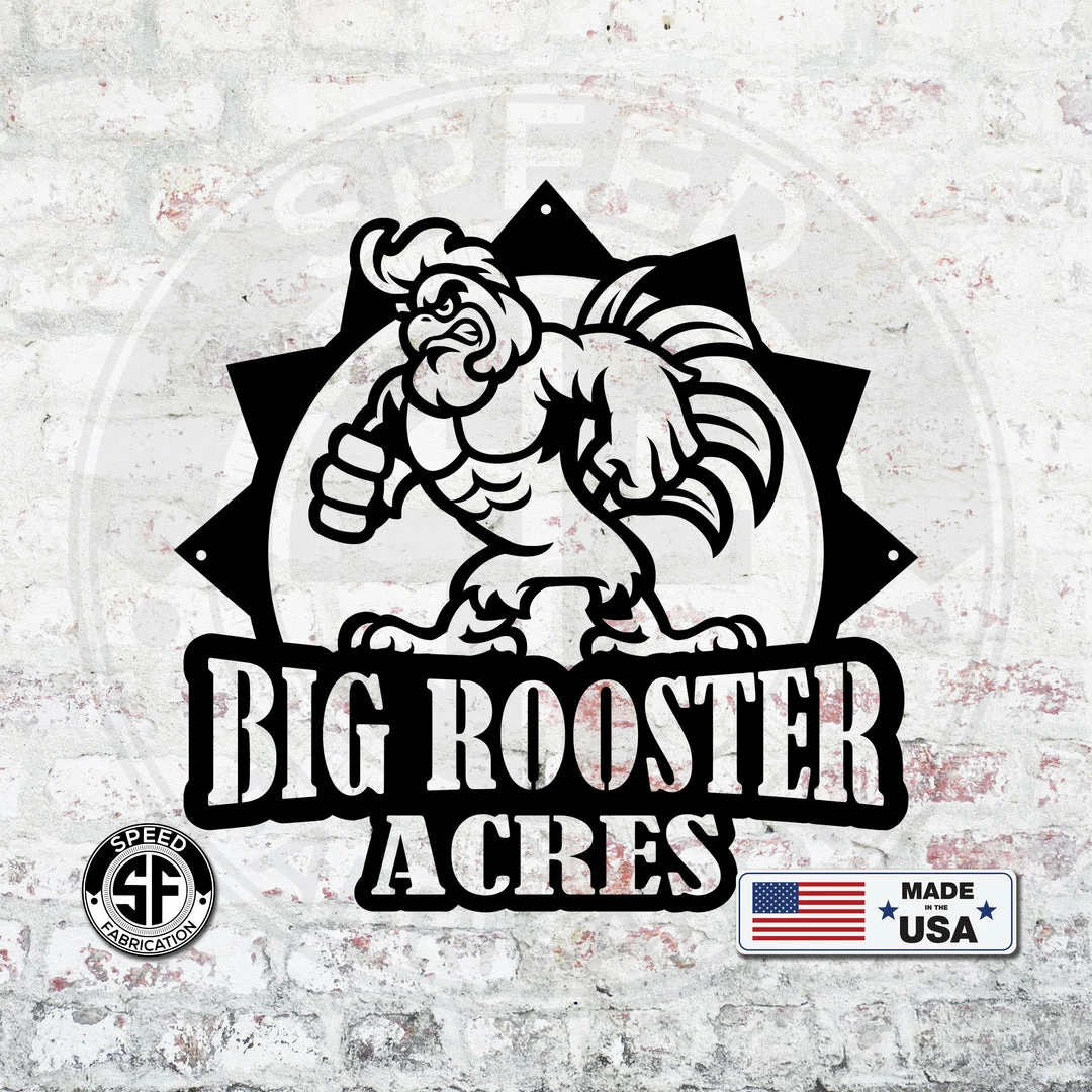 Speed Fabrication Personalized Chicken-Rooster Farm Metal Sign- Chicken Coop Sign Farm Metal Signs