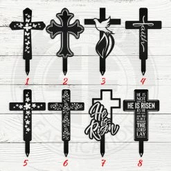 Speed Fabrication Assorted Christian Cross Metal Yard Stakes-Outdoor Cross-Garden Stake