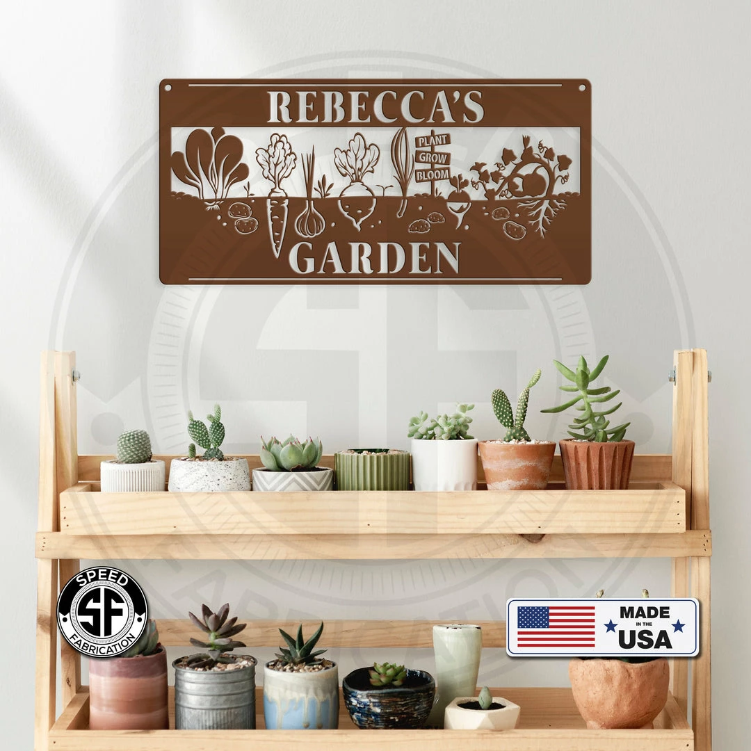 Speed Fabrication Outdoor/Lawn/Garden Personalized Vegetable Garden Metal Sign